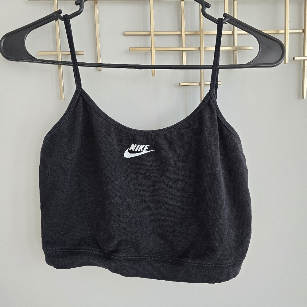 Nike Black Crop Top with White Logo​​​